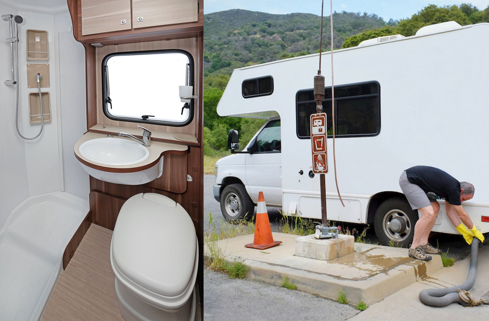 Portable RV/camper toilet and holding tank setup in Ada, Oklahoma