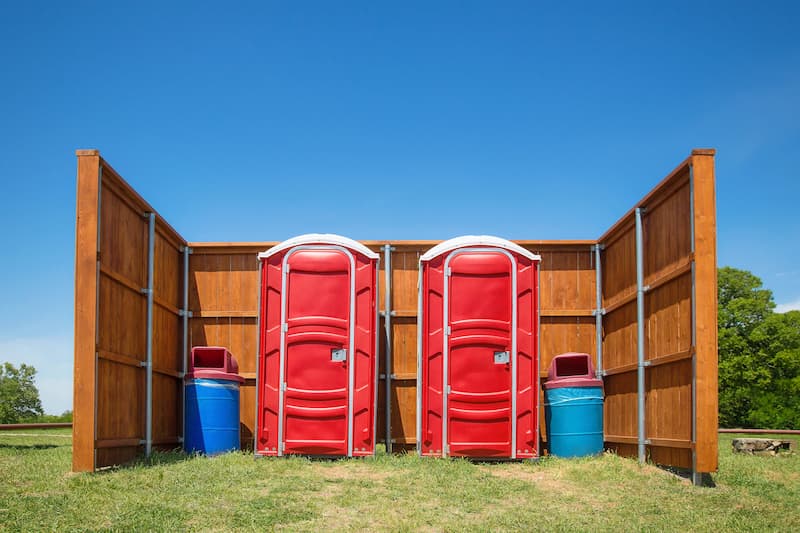 Short-term porta potty units staged for delivery in Ada, Oklahoma